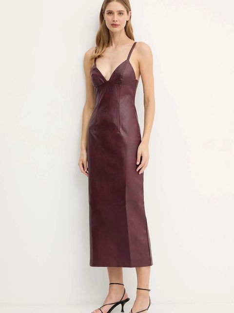 Bardot sukienka kolor bordowy midi dopasowana 60086DB