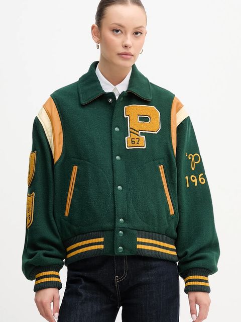 Polo Ralph Lauren kurtka z dodatkiem wełny kolor zielony przejściowa 211971014 - zdjęcie produktu nr 1