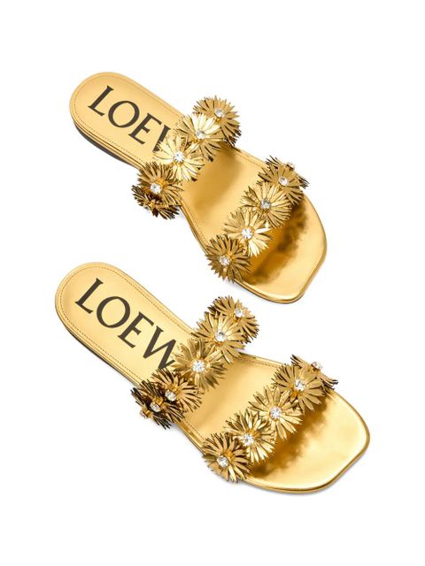 LOEWE flower-embellished flat sandals - Gold - zdjęcie produktu nr 2