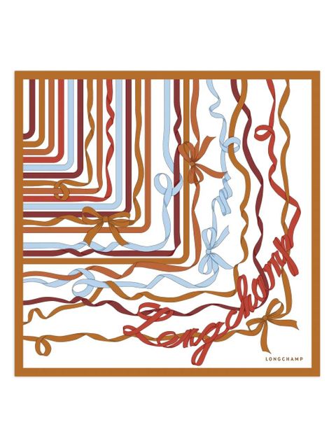 Longchamp bow print silk scarf - Neutrals - zdjęcie produktu nr 1