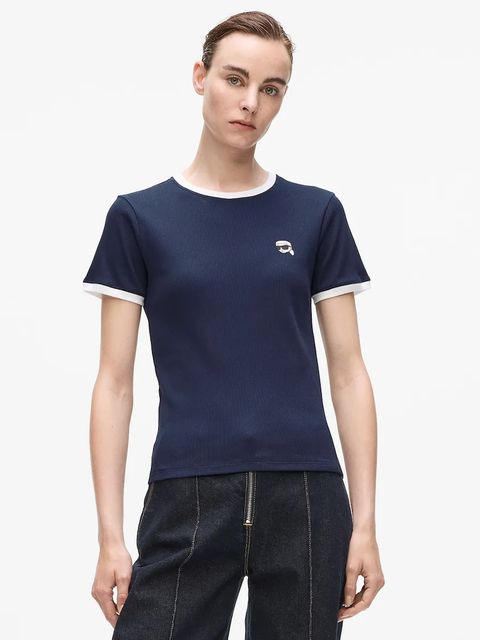 Karl Lagerfeld t-shirt IKON damski kolor granatowy A4W17097 - zdjęcie produktu nr 1