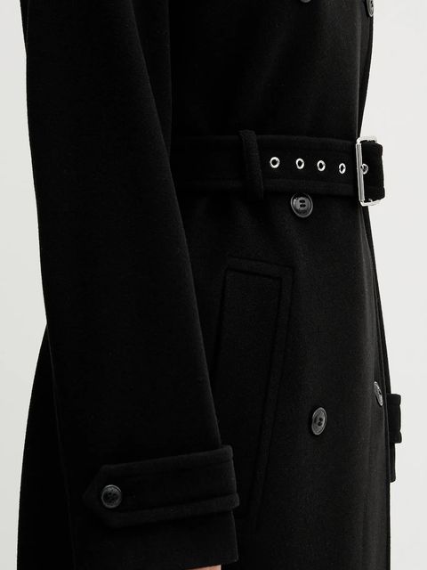 HUGO płaszcz z domieszką wełny kolor czarny 50547616