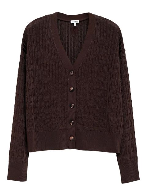 LOEWE cable-knit buttoned cardigan - Brown - zdjęcie produktu nr 1