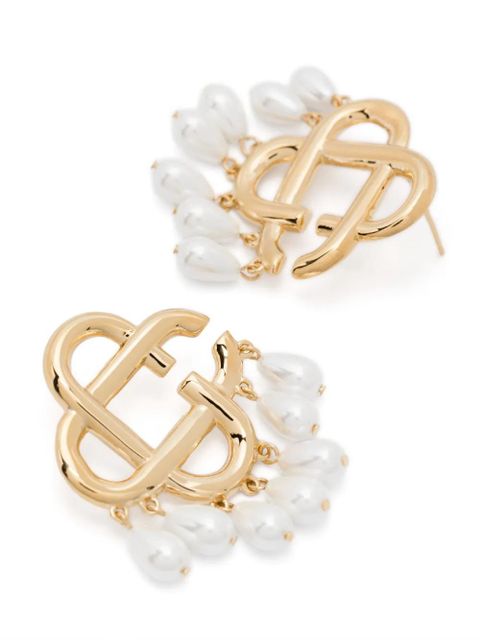 Casablanca pearl logo earrings - Gold