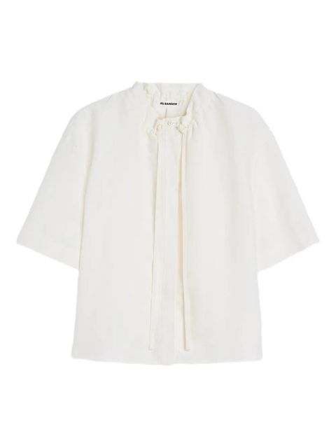 Jil Sander drawstring collar short-sleeve blouse - White - zdjęcie produktu nr 1