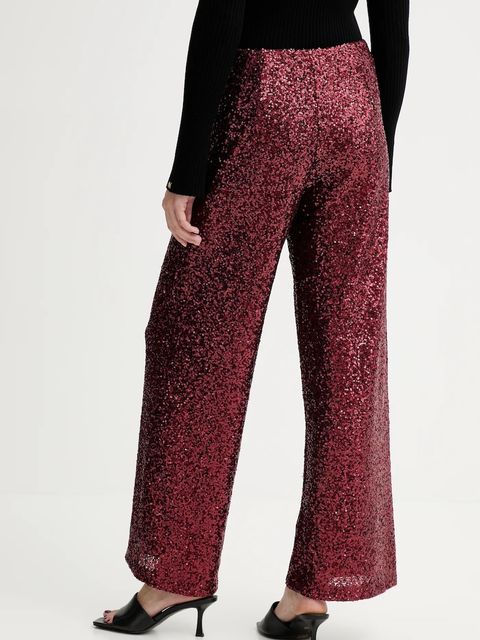 Answear.LAB spodnie damskie kolor bordowy szerokie high waist