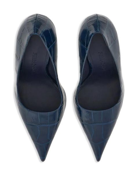 Ferragamo Eva 120mm crocodile-effect pumps - Blue