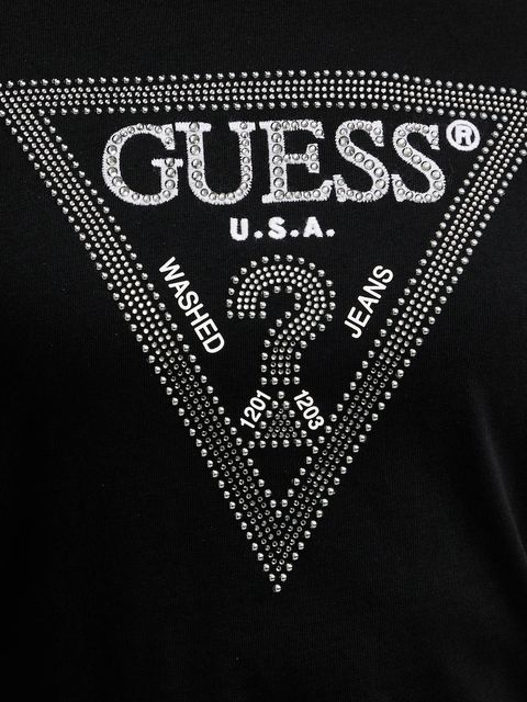 Guess t-shirt bawełniany damski kolor czarny W5BI18 I3Z14