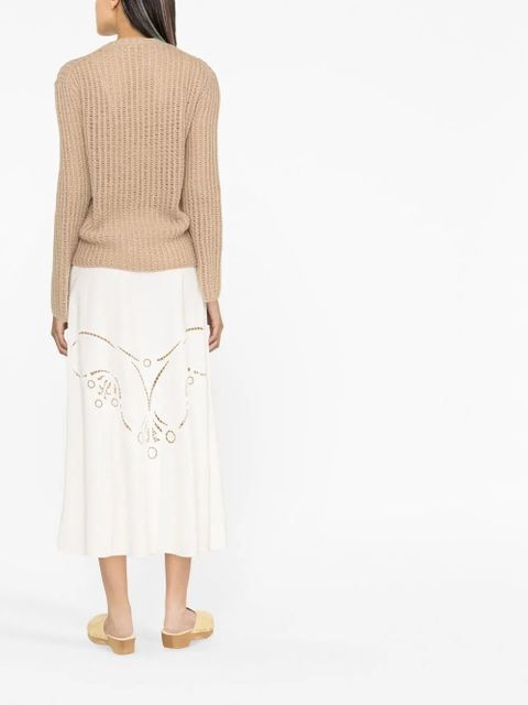 Chloé crew-neck waffle-knit jumper - Neutrals