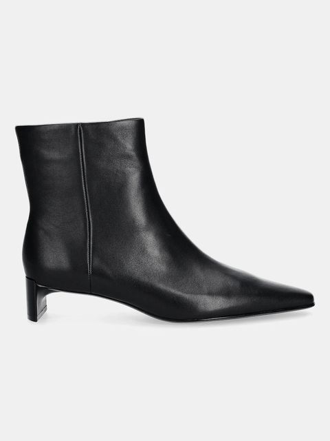 Calvin Klein botki skórzane SET BACK KITTEN HEEL ANKLE BOOT kolor czarny na słupku HW0HW02811 - zdjęcie produktu nr 2