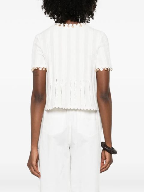 Maje embellished short-sleeve cardigan - White