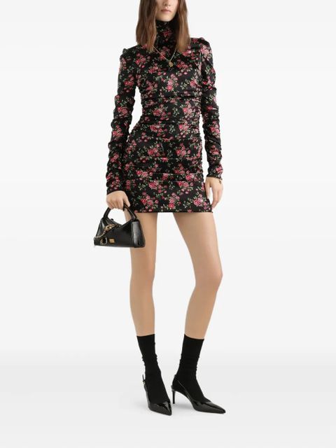 Dolce & Gabbana ruched floral mini dress - Black - zdjęcie produktu nr 2