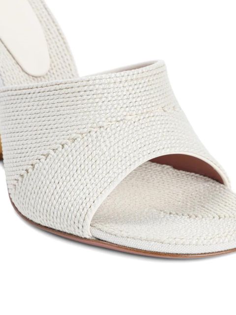 Amina Muaddi 90mm leather heeled sandals - Neutrals