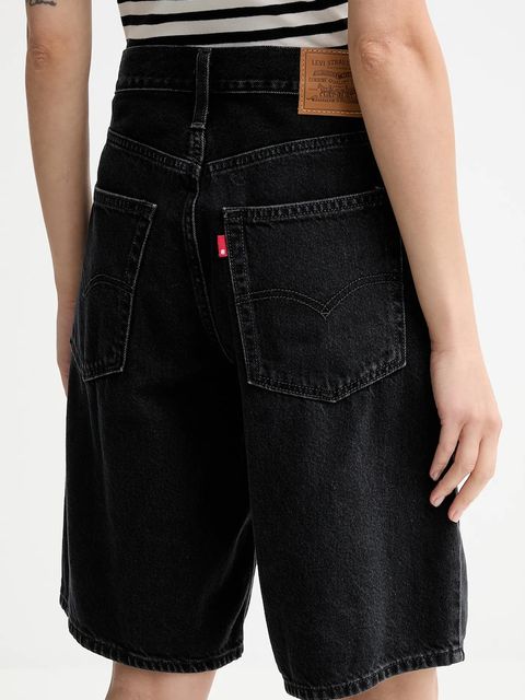 Levi's szorty jeansowe BAGGY DAD damskie kolor czarny gładkie high waist 000MJ