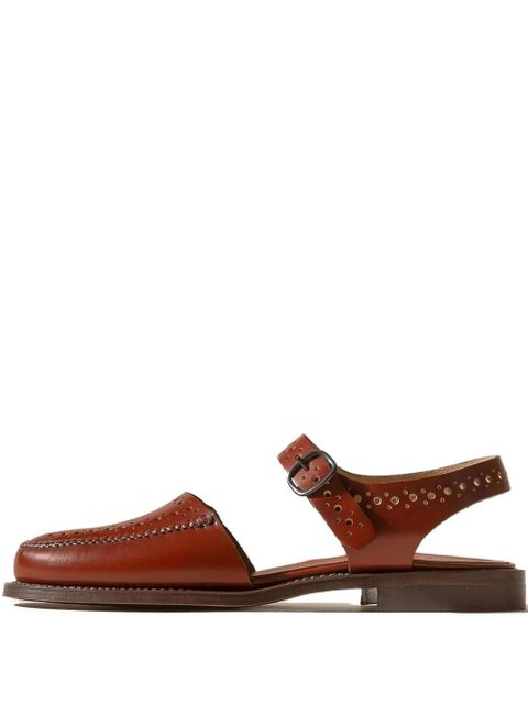 Hereu Picada perforated leather flats - Brown
