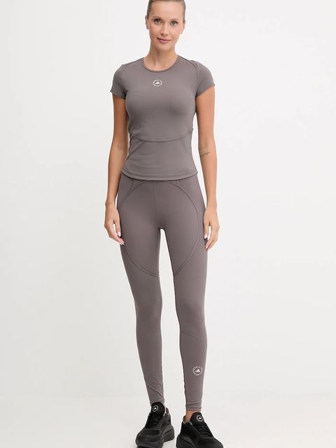 adidas by Stella McCartney legginsy treningowe TruePurpose damskie kolor brązowy gładkie JM1398 - zdjęcie produktu nr 2
