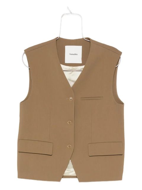 Nanushka buttoned sleeveless vest - Brown - zdjęcie produktu nr 1
