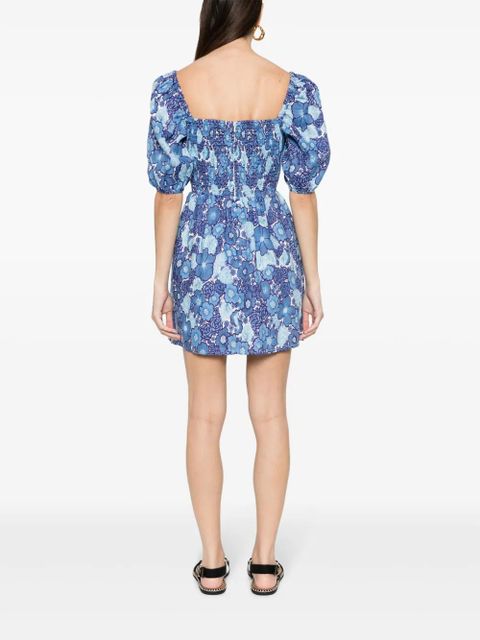 Faithfull the Brand Odelia floral-print linen dress - Blue
