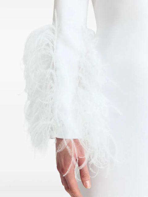 16Arlington Arios feather-trim gown - White