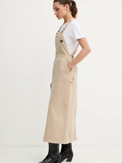 G-Star sukienka jeansowa 0 kolor beżowy maxi prosta D26965.E078