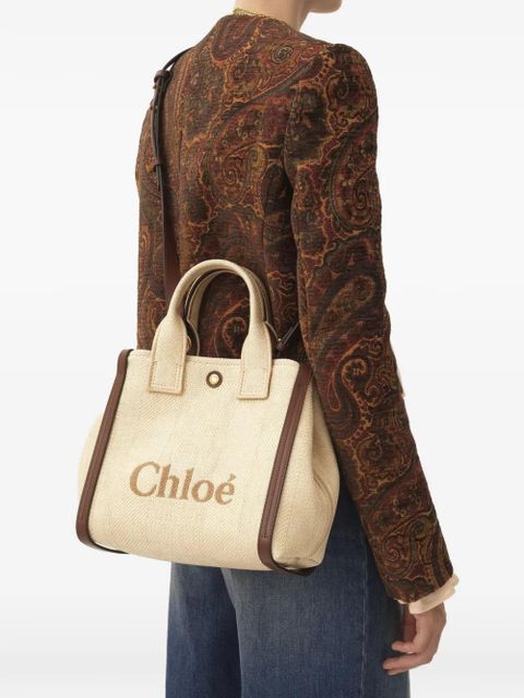 Chloé logo-embroidered carry tote bag - Neutrals - zdjęcie produktu nr 2