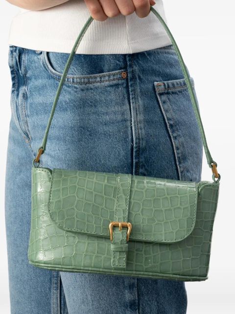 BY FAR Miranda croco-embossed leather shoulder bag - Green - zdjęcie produktu nr 2