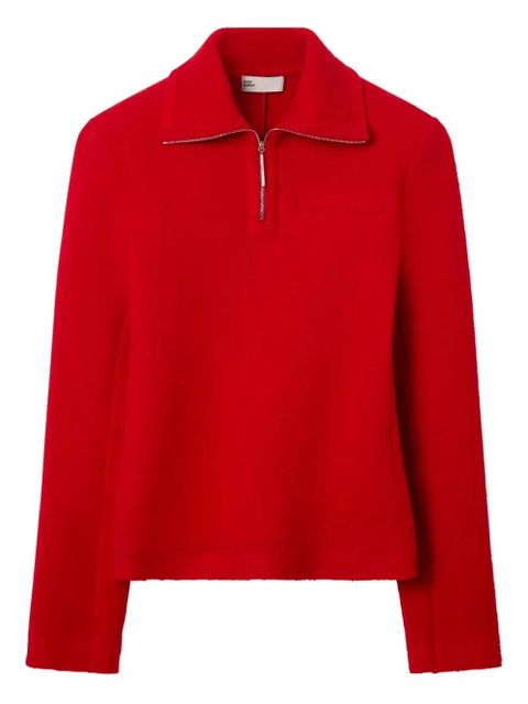 Tory Burch half-zip wool polo shirt - Red - zdjęcie produktu nr 1