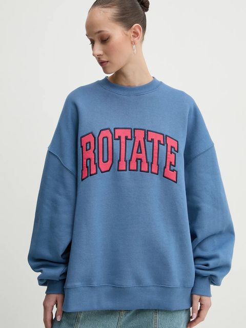 Rotate bluza bawełniana damska kolor niebieski z aplikacją 113427309