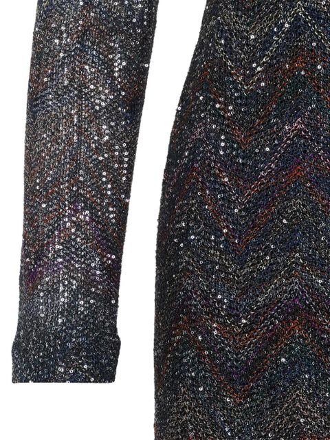 Missoni zigzag-knit sequinned mini dress - Black