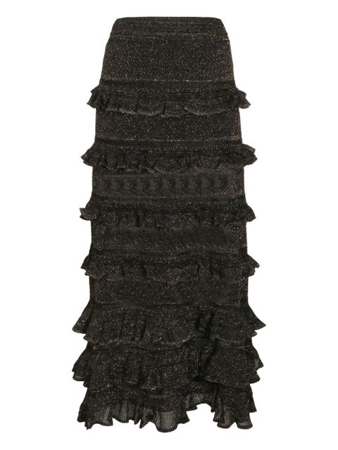 ZIMMERMANN midi ruffled tiers skirt - Black