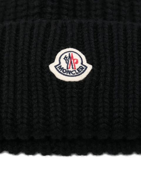 Moncler ribbed logo beanie hat - Black - zdjęcie produktu nr 2