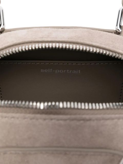 Self-Portrait suede mini bag - Grey