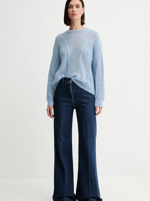 Twinset sweter z wełną damski kolor niebieski lekki 252TT3201 - zdjęcie produktu nr 2