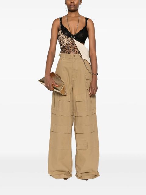 The Attico logo-embroidered tulle top - Black