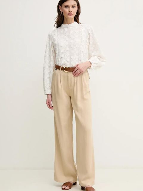 Pepe Jeans spodnie GOA damskie kolor beżowy szerokie high waist PL211834 - zdjęcie produktu nr 2