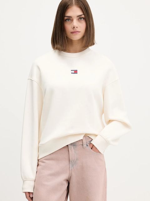 Tommy Jeans bluza bawełniana damska kolor beżowy z aplikacją DW0DW17325 - zdjęcie produktu nr 1