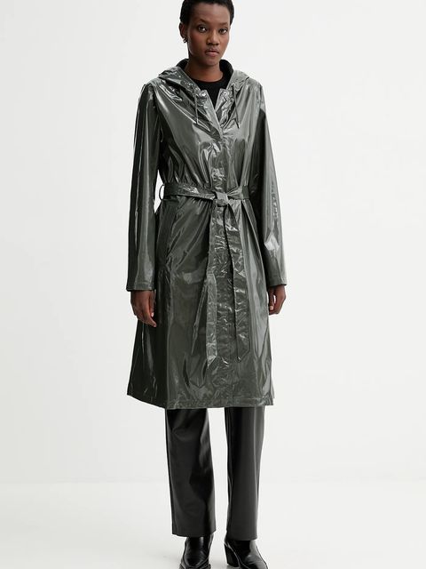 Rains kurtka 12040 A-Line Longer W Jacket kolor zielony przejściowa 12040