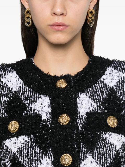 Balmain gingham tweed jacket - White