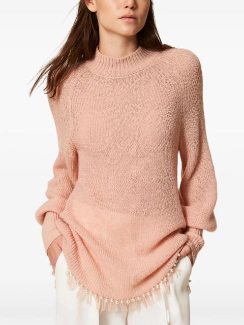 TWINSET fringes pearls turtleneck sweater - Pink - zdjęcie produktu nr 2