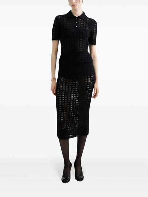 Dolce & Gabbana open-knit polo shirt - Black