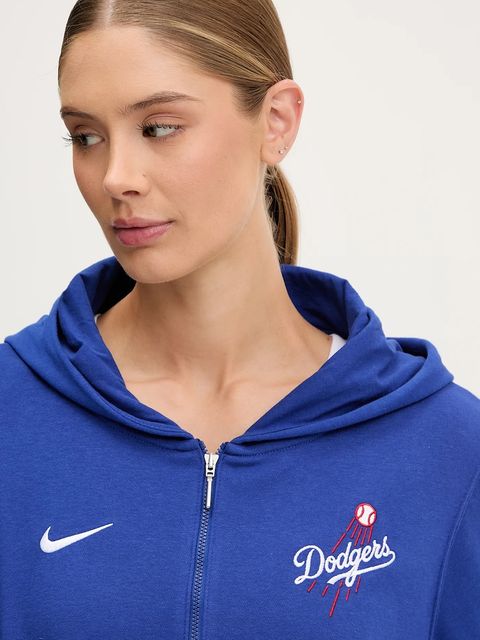 Nike bluza Los Angeles Dodgers damska kolor niebieski z kapturem z aplikacją 035D-11TU-LD-HVV