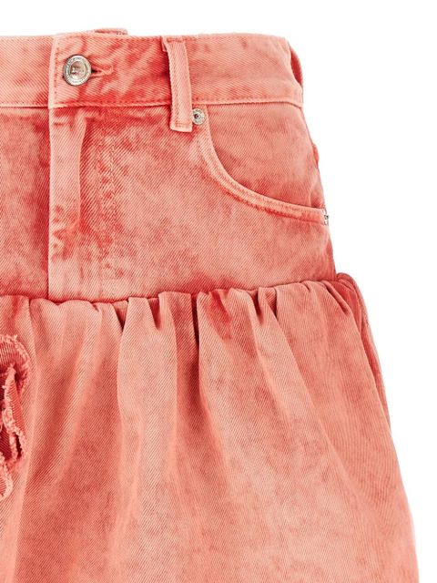 GANNI floral-appliqué flared skirt - Pink