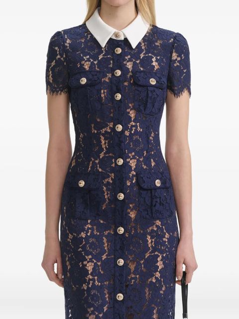 Self-Portrait embroidered-lace dress - Blue