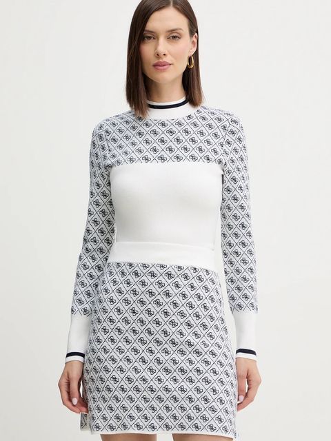 Guess sweter z dodatkiem wełny AUBREY damski kolor beżowy z półgolfem W5BR24 Z3JD2