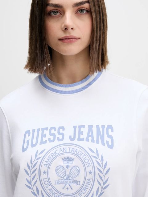 Guess Jeans bluza bawełniana damska kolor biały wzorzysta W5YQ19 K68I4