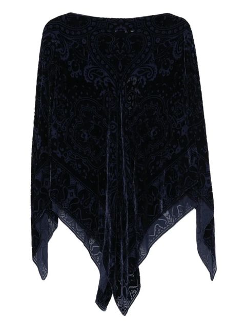 ETRO paisley-velvet poncho - Blue - zdjęcie produktu nr 1