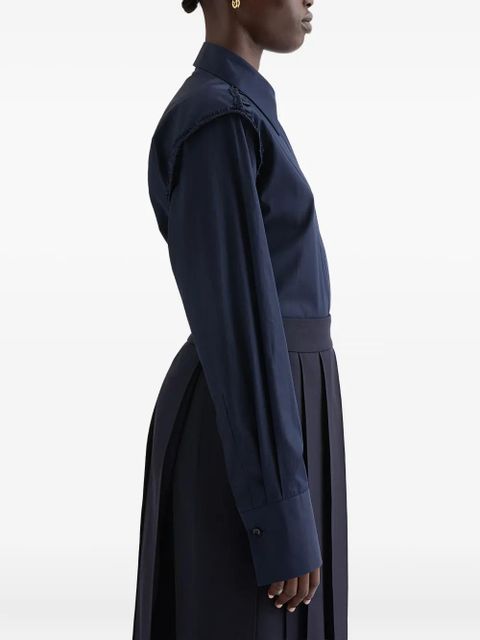 Jil Sander ruffled-detail cotton-poplin shirt - Blue
