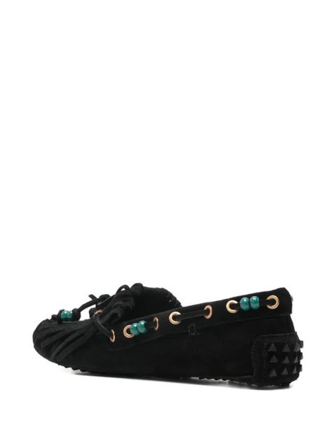 FARM Rio beaded fringed loafers - Black