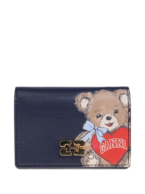 GANNI teddy appliqué-logo wallet - Blue - zdjęcie produktu nr 1