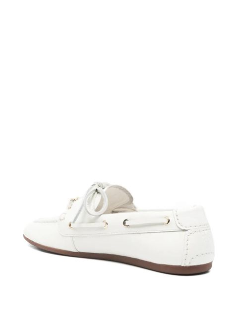 Maje lace-up charm boat shoes - White